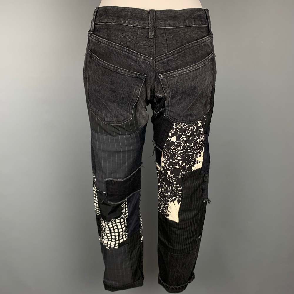 COMME des GARCONS Size 28 Black & Grey Patchwork Jeans - Picture 3 of 5